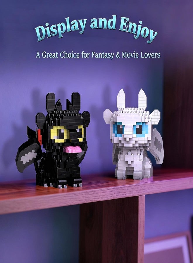 IBLOTIME Micro Dragon Building Set, 1158 PCS Fantasy Black and White Dragons, Creative Micro Bricks Kit with Movable Wings, Birthday - Image 5